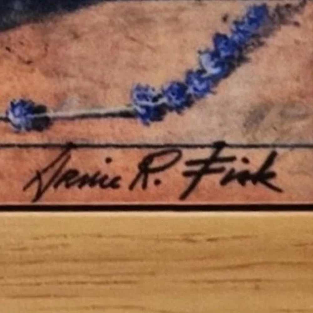 Arnie R. Fisk Basket Of Lavender Hanging Tile/Trivet Framed Light Wood 8